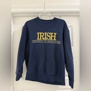 Blue Notre Dame University Irish Crewneck Size M, Blemish On Front And Collar